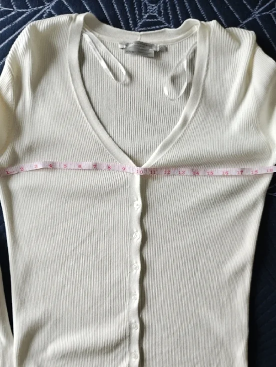 Simons Cream Ribbed V-Neck Button Cardigan - Picture 6 of 7
